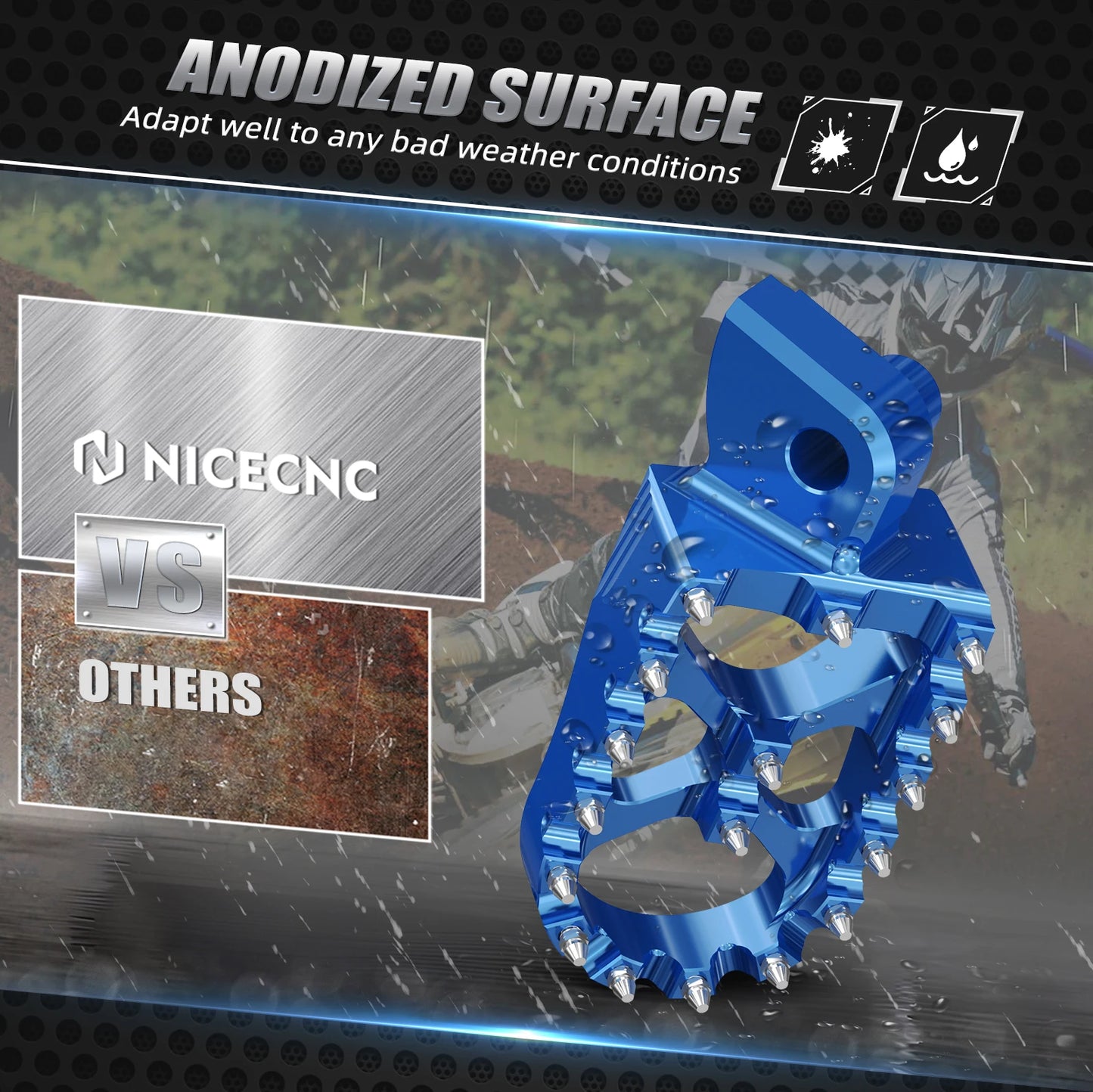 Foot Pegs Pedals FootRest Footpeg For Yamaha WRF YZF 250 450 WR250F YZ65 YZ85 YZ125 YZ250 YZF450 YZ 125X 250X 250FX 450FX WR450F RISE DEFENSE SYSTEMS.AI PRODUCTS