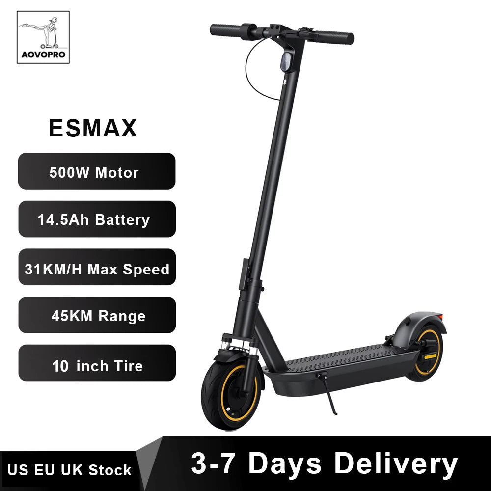 AOVOPRO New ESMAX Electric Scooter 500W 40km/h Adult APP Smart Scooter Shock-absorbing Anti-skid Folding Electric Scooter RISE DEFENSE SYSTEMS.AI PRODUCTS