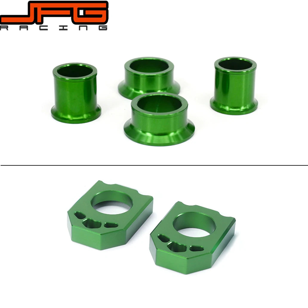 Motorcycle CNC Front Rear Wheel Hub Spacer Chain Adjust Axle Blocks For Kawasaki KX125 KX250 2006-2008 KX250F KX450F 2006-2016 RISE DEFENSE SYSTEMS.AI PRODUCTS