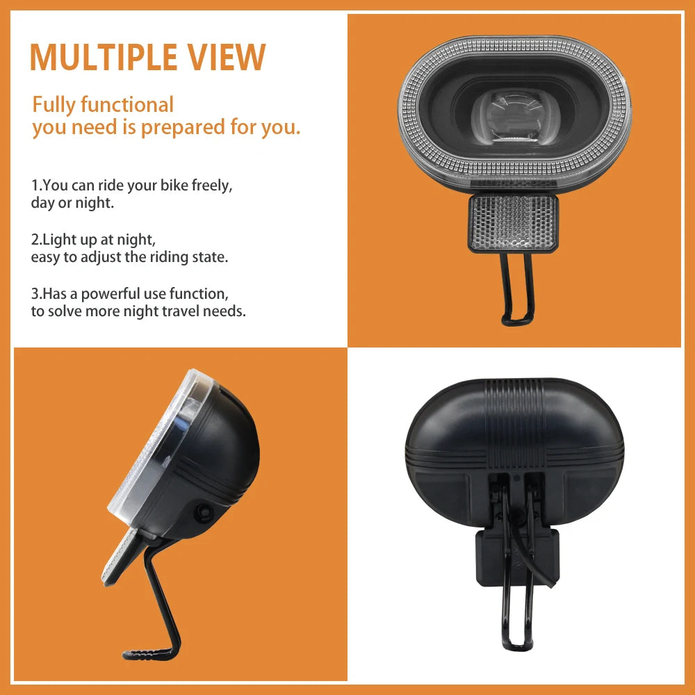 E-Bike Headlights12V -48V DH010 Electric Bike Scooter LED With Horn Front Light High Brightness Night Safe Riding Accessories RISE DEFENSE SYSTEMS.AI PRODUCTS