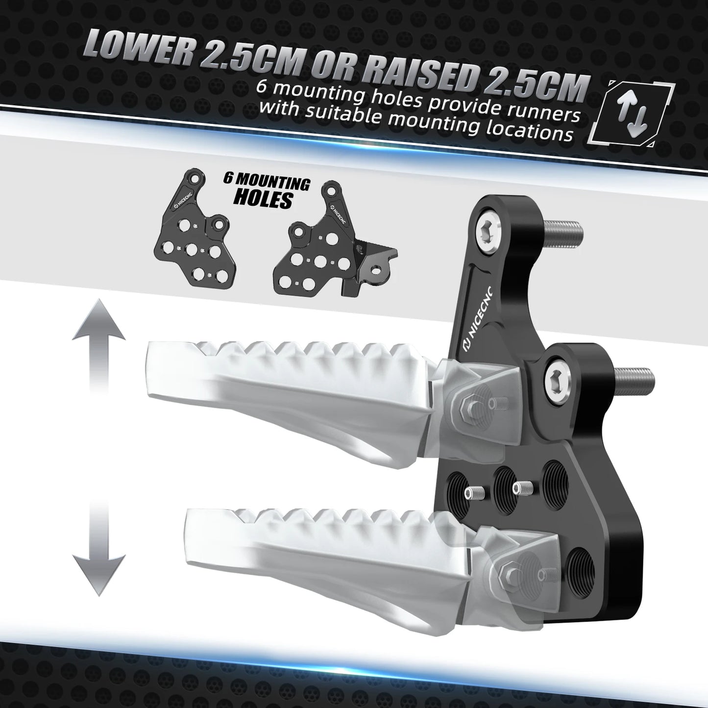 NICECNC Aluminum Foot Pegs Footrest Bracket Package For SUR-RON Surron light bee X S L1E Segway X160 X260 Electric Dirt Bike RISE DEFENSE SYSTEMS.AI PRODUCTS
