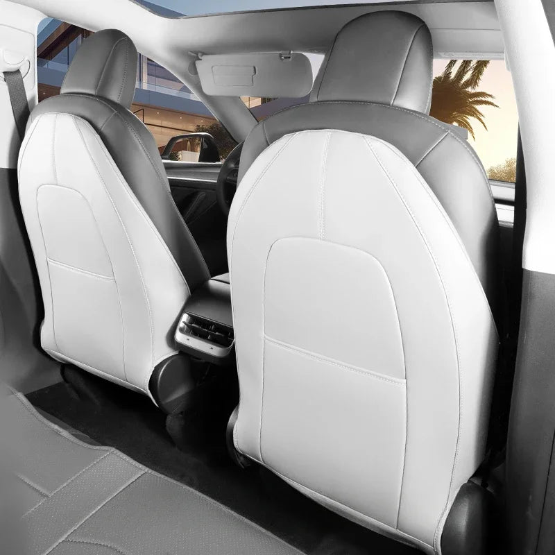 Car Seatback Protector For Tesla Model 3 Y 3+ Highland 2024 Seat Back Protective Child Anti-Kick Mats Black Leather Accessories RISE DEFENSE SYSTEMS.AI PRODUCTS