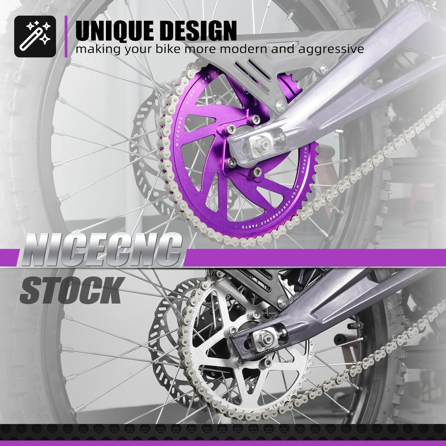 NICECNC Electric Dirt Bike 58T Rear Chain Sprockets For Surron Light Bee X S L1E Segway X160 X260 Motorcycle Enhanced Sprocket RISE DEFENSE SYSTEMS.AI PRODUCTS