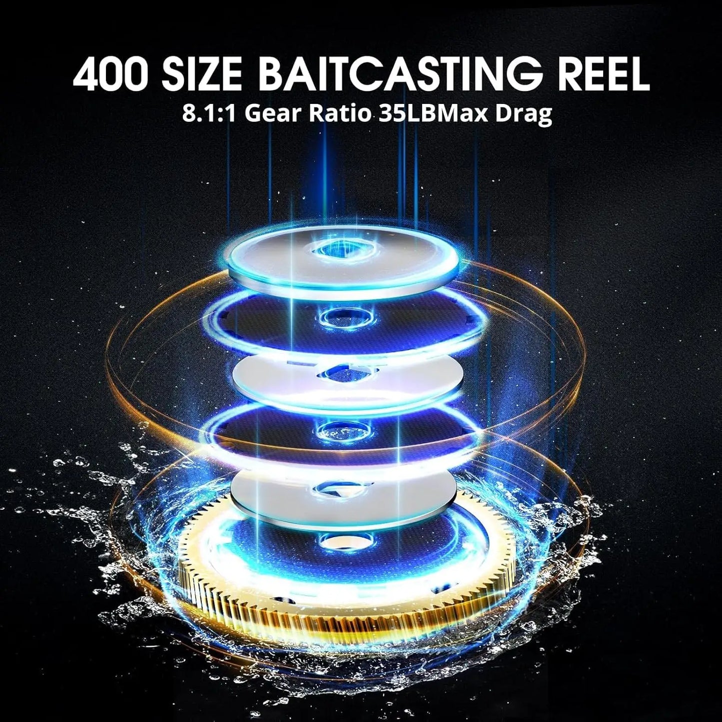 Fishing Reel, 38Lbs Max Drag Aluminum Alloy Frame Baitcasting Reel, Available in 6.6:1/8.1:1 Gear Ratio, Freshwater and Saltwate RISE DEFENSE SYSTEMS.AI PRODUCTS