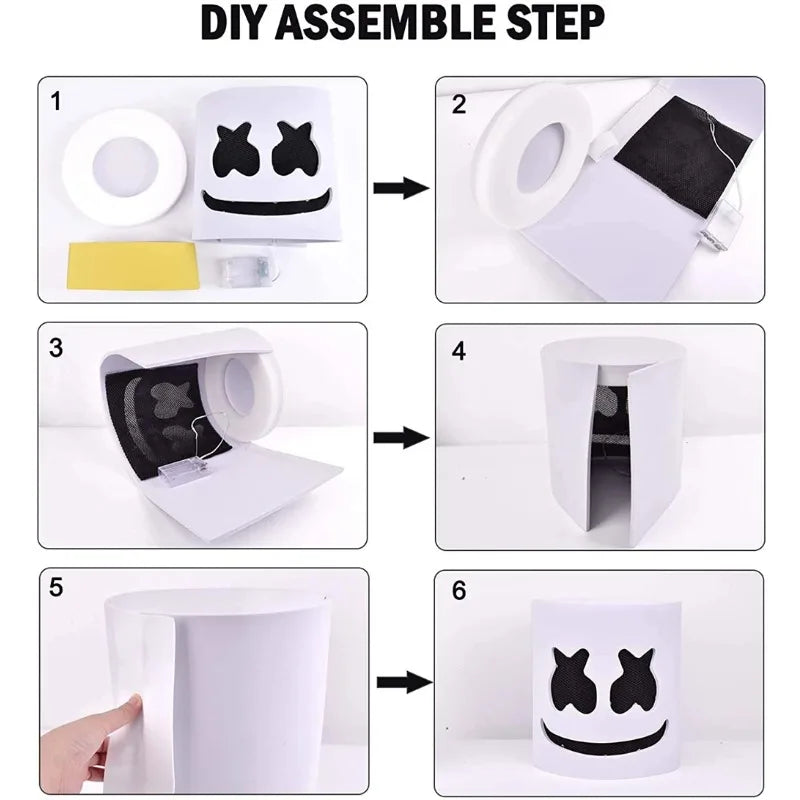 DJ Music Festival Halloween Mask Props Full Head Mask Halloween Costumes Cosplay with Flashing Style Glow Marshmello LED Mask RISE DEFENSE SYSTEMS.AI PRODUCTS