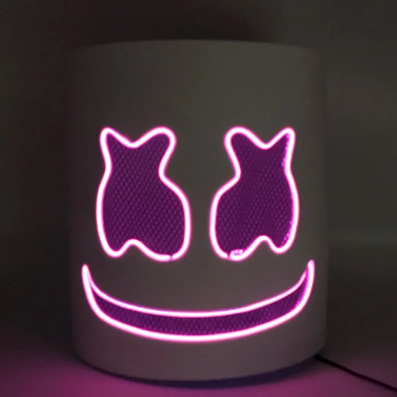 DJ Music Festival Halloween Mask Props Full Head Mask Halloween Costumes Cosplay with Flashing Style Glow Marshmello LED Mask RISE DEFENSE SYSTEMS.AI PRODUCTS