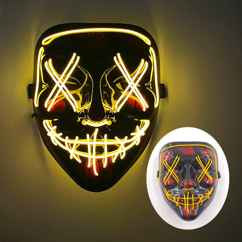 Wireless Horror Luminous Glowing Mask Full Face LED Light Purge Mask mascara Halloween Cosplay Party Mask Festival Costume Decor RISE DEFENSE SYSTEMS.AI PRODUCTS