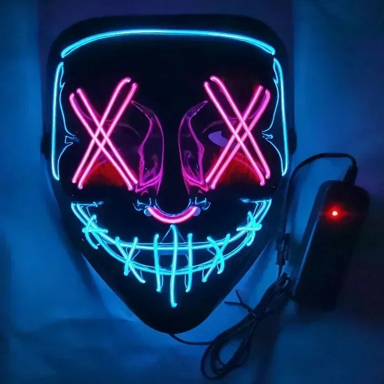 Wireless Halloween Neon LED Purge Mask Masque Masquerade Party Masks Light Grow in the Dark Horror Mask Glowing Masker RISE DEFENSE SYSTEMS.AI PRODUCTS
