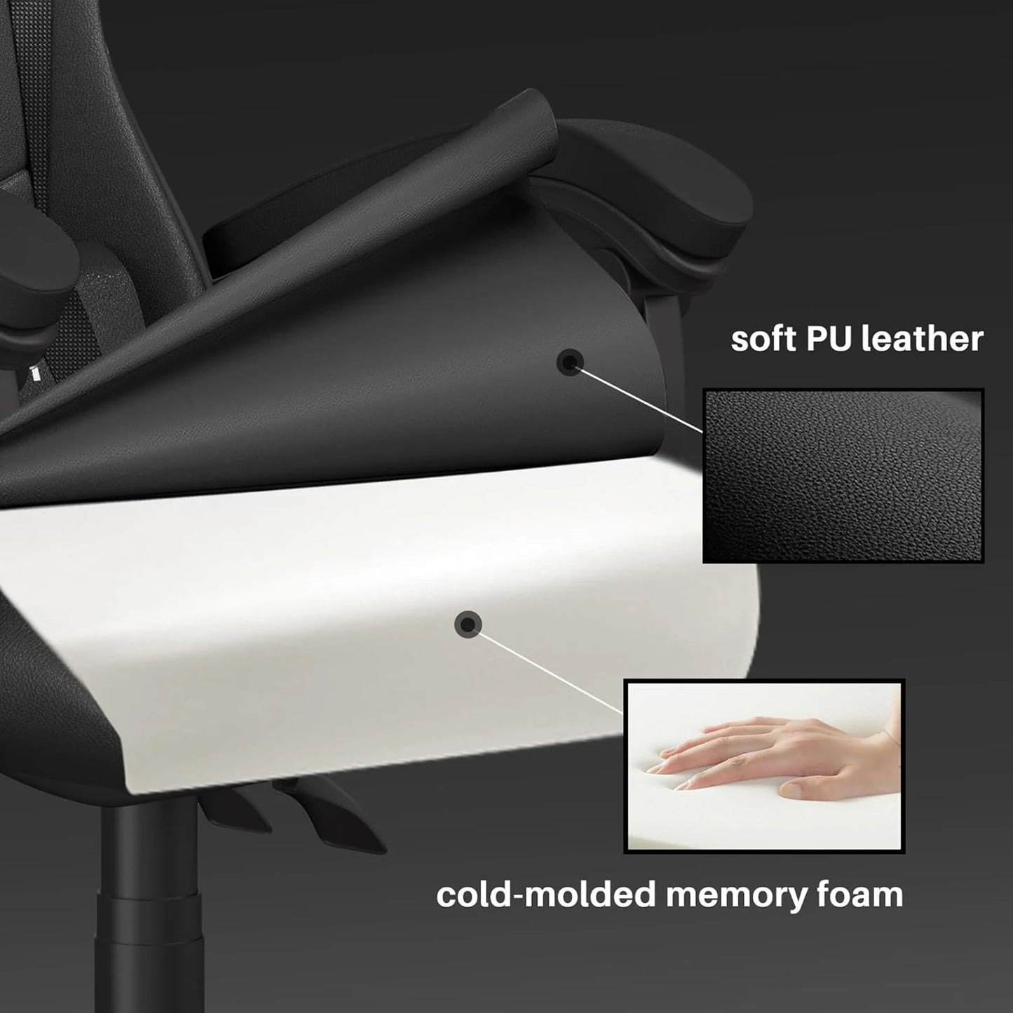 Gaming Chair Office Chair Ergonomic PU Leather Computer Desk Chair with Headrest and Lumbar Support Game Chairs Racing Chair RISE DEFENSE SYSTEMS.AI PRODUCTS