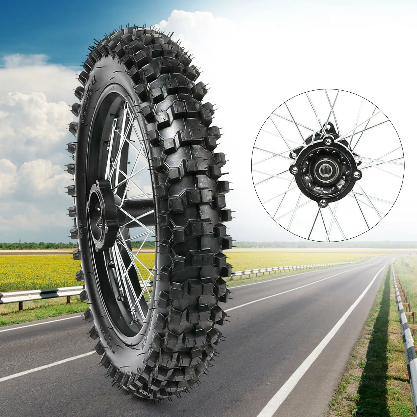 Rear Wheel Rim 14 Inch with 15mm Bearing 90/100-14 Tire Assembly for Dirt Pit Bike 125/140/150/160CC RISE DEFENSE SYSTEMS.AI PRODUCTS