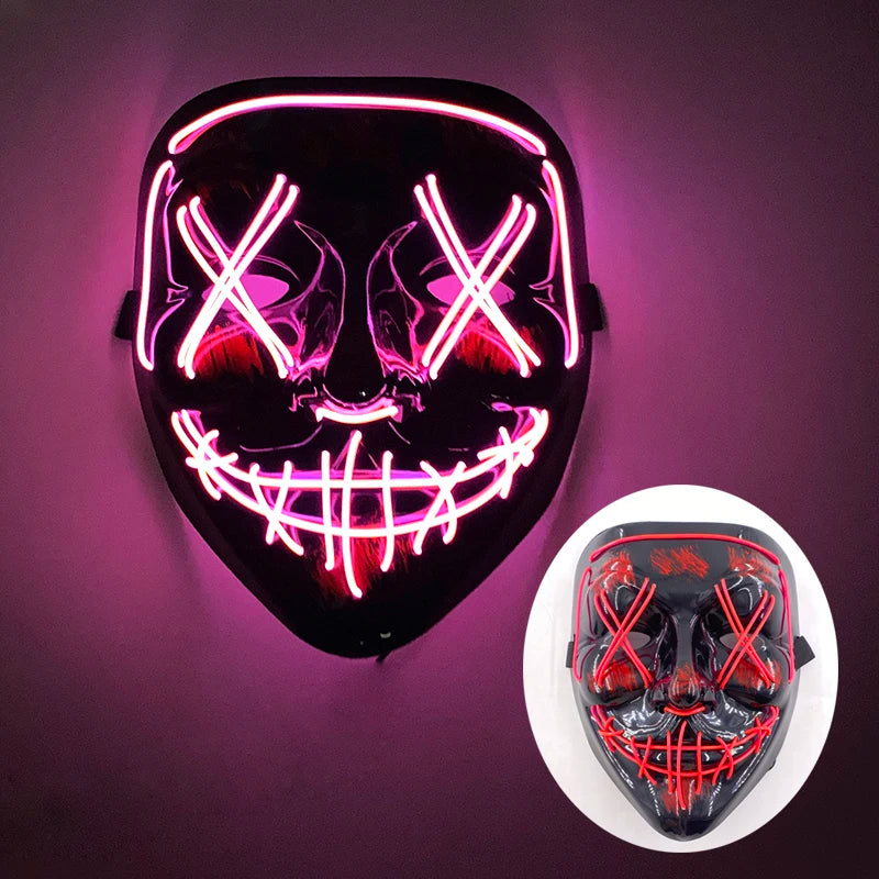 Wireless Horror Luminous Glowing Mask Full Face LED Light Purge Mask mascara Halloween Cosplay Party Mask Festival Costume Decor RISE DEFENSE SYSTEMS.AI PRODUCTS