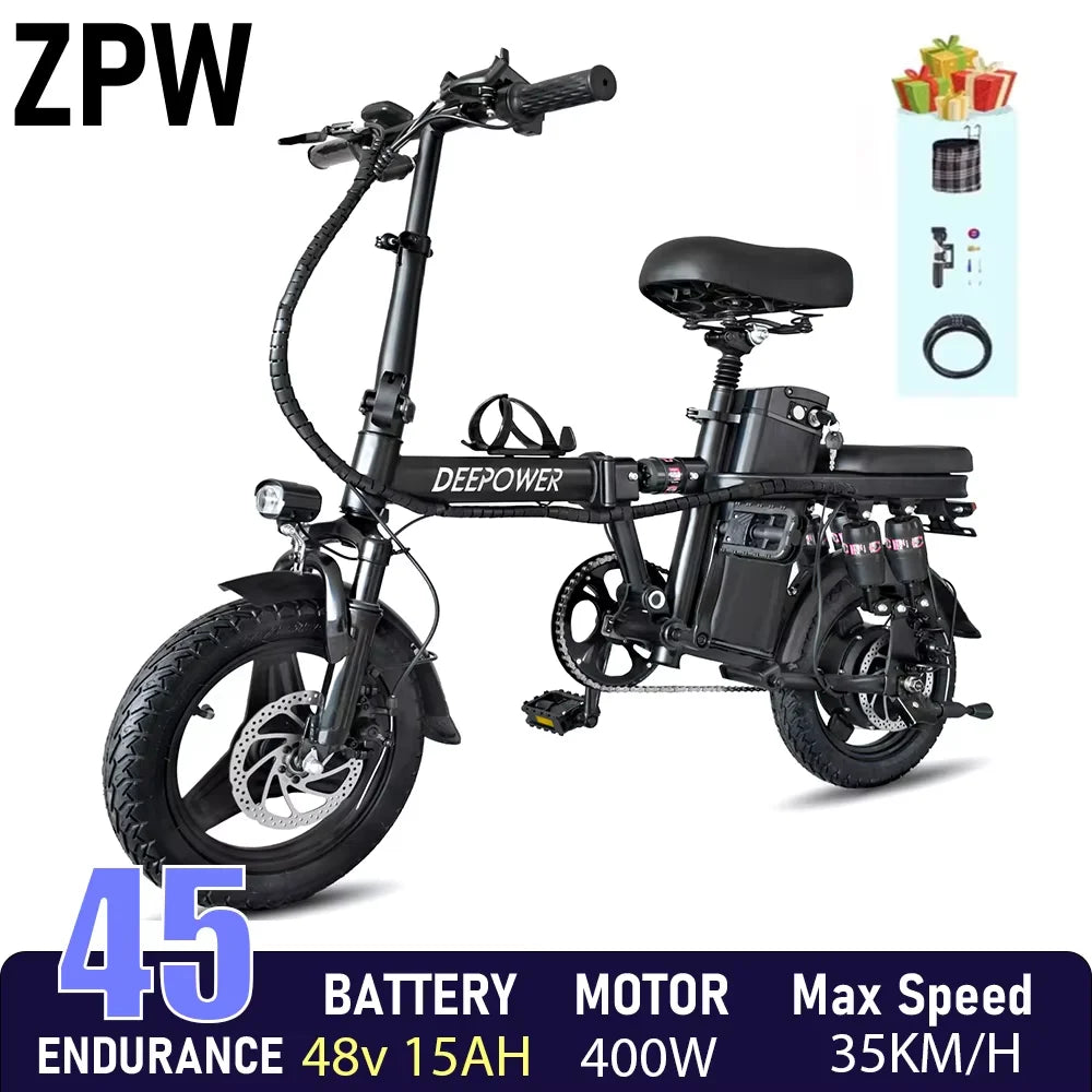 ZPW RS6 Electric bike 400W 48V 30AH Folding 14inch ebike Mini Adult electric bicycle Multi-Shock Absorption City Commuting ebike RISE DEFENSE SYSTEMS.AI PRODUCTS