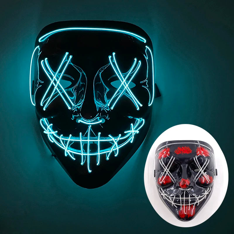 Wireless Horror Luminous Glowing Mask Full Face LED Light Purge Mask mascara Halloween Cosplay Party Mask Festival Costume Decor RISE DEFENSE SYSTEMS.AI PRODUCTS