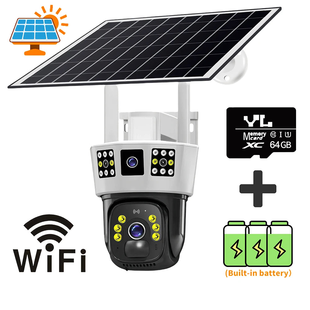 V380Pro Outdoor Solar Camera CCTV 4G SIM Card Surveillance with Night Vision PIR Human Detection Wifi 12MP 6K for Home Security RISE DEFENSE SYSTEMS.AI PRODUCTS