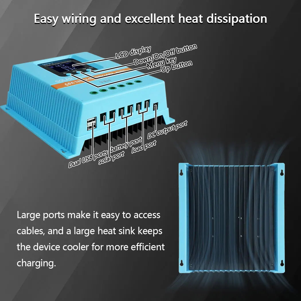 Y&H MPPT 60A 80A 100A Solar Charge Controller 12V 24V 36V 48V LCD Display Solar Panel Battery Intelligent Regulator RISE DEFENSE SYSTEMS.AI PRODUCTS