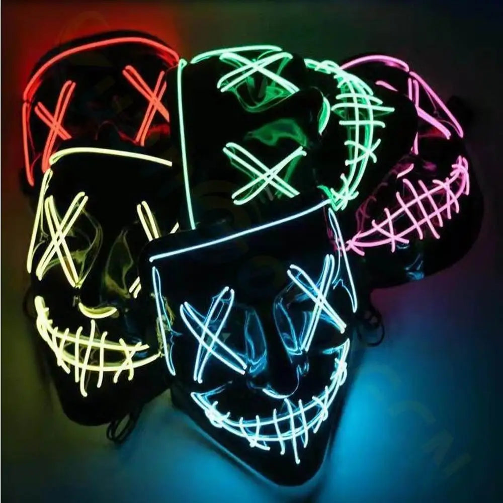 Cosmask Halloween Neon Mask Led Mask Masque Masquerade Party Masks Light Glow In The Dark Funny Masks Cosplay Costume Supplies RISE DEFENSE SYSTEMS.AI PRODUCTS
