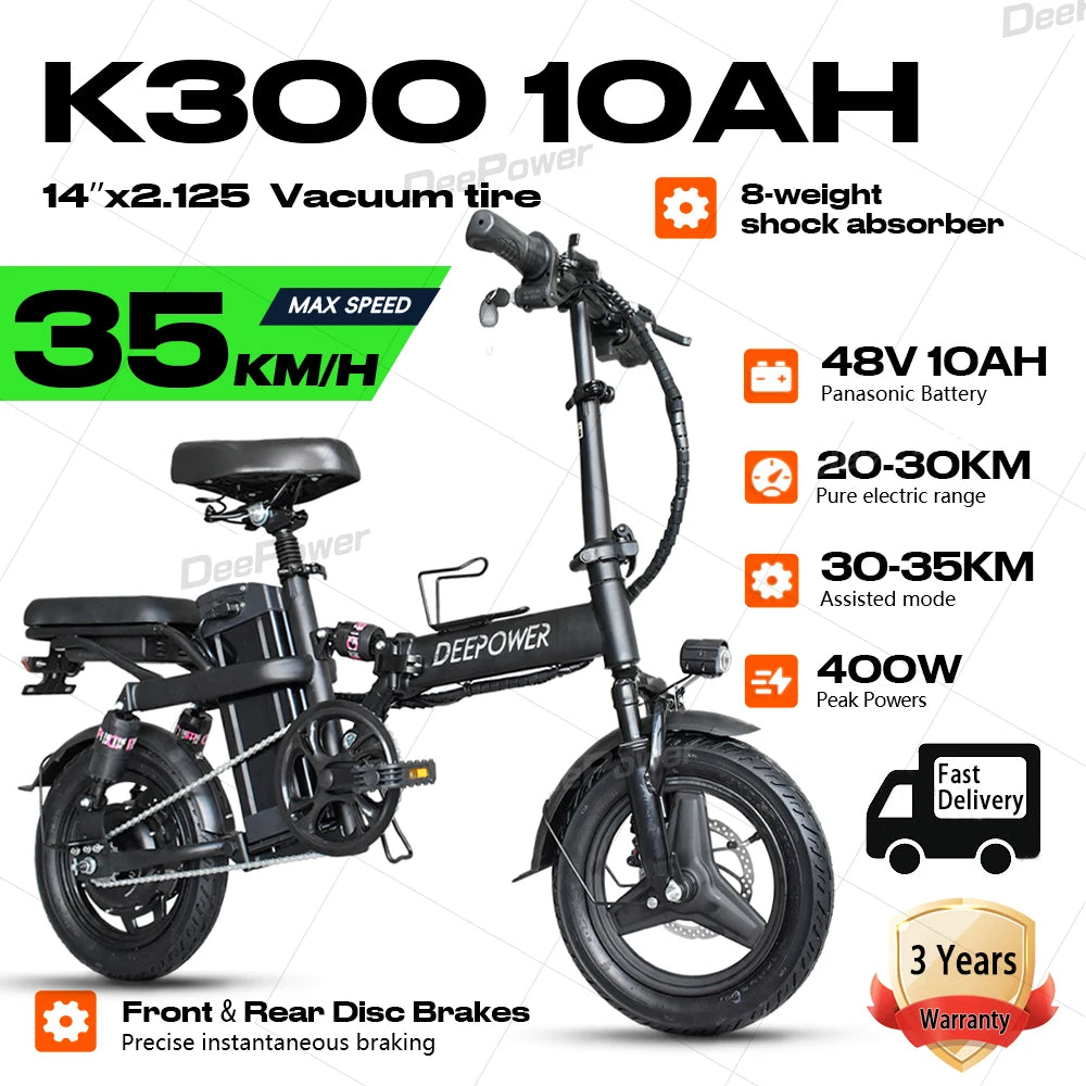 DeePower K300 14inch Mini Folding Ebike for Adults, Electric Bike,Electric Bicycle with Lithium Battery,20MPH Commuting e-bike RISE DEFENSE SYSTEMS.AI PRODUCTS
