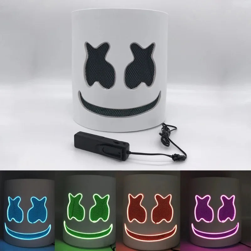 DJ Music Festival Halloween Mask Props Full Head Mask Halloween Costumes Cosplay with Flashing Style Glow Marshmello LED Mask RISE DEFENSE SYSTEMS.AI PRODUCTS
