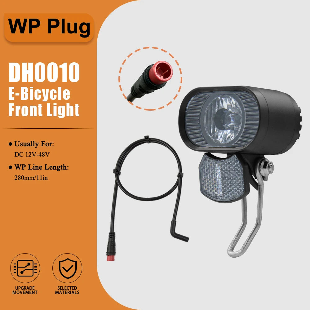 E-Bike Headlights12V -48V DH010 Electric Bike Scooter LED With Horn Front Light High Brightness Night Safe Riding Accessories RISE DEFENSE SYSTEMS.AI PRODUCTS