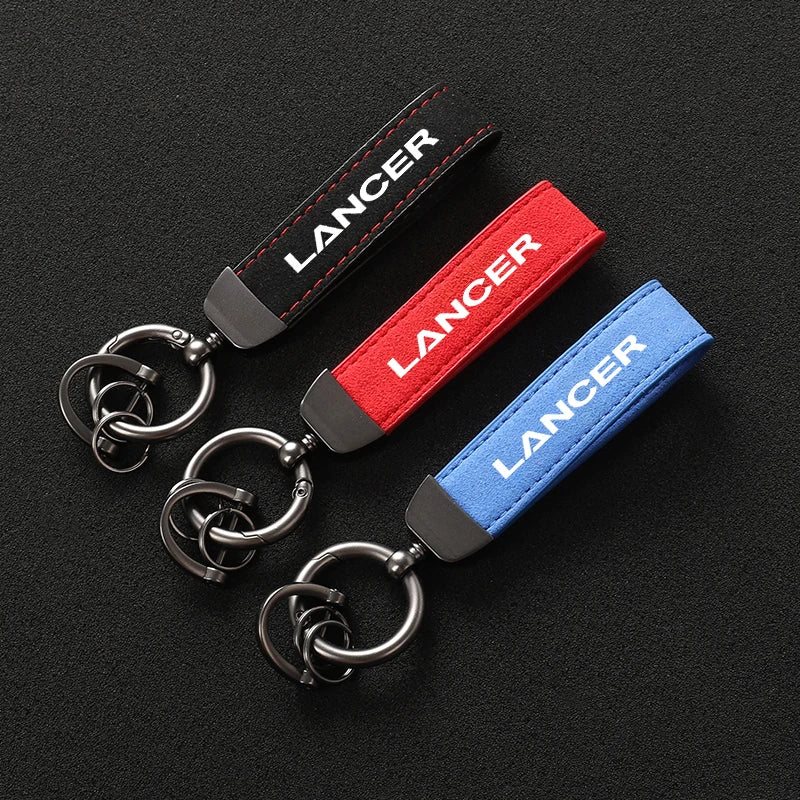 Suede Metal Buckle Car Keychain Business Gift with Logo keyring For Mitsubishi Lancer Car Styling Accessories RISE DEFENSE SYSTEMS.AI PRODUCTS