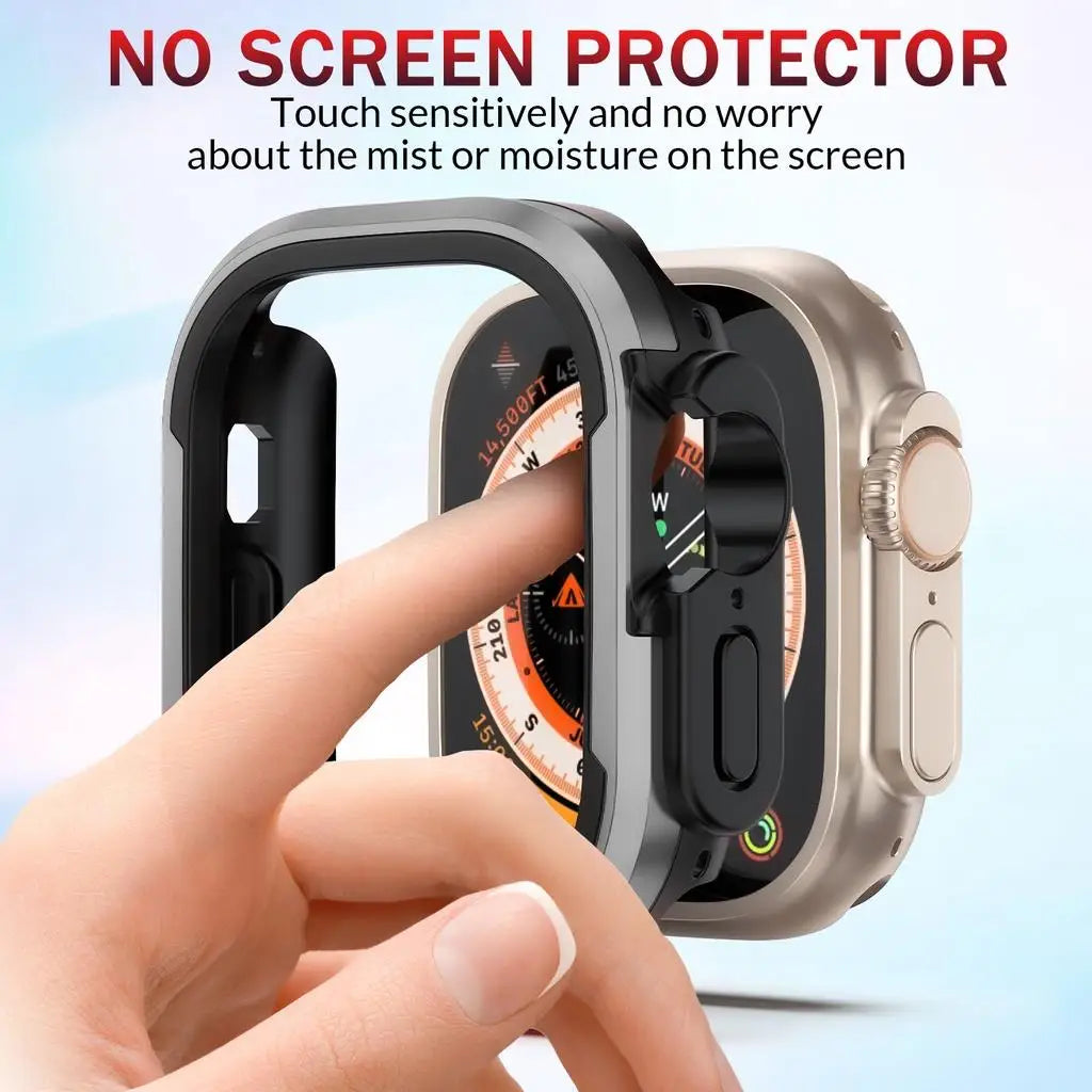 Aluminum alloy Case For Apple Watch Ultra 2 49mm series 9 8 7 6 se 5 TPU Bumper+Metal Frame For iWatch 45mm 41mm 44mm 40mm Cover RISE DEFENSE SYSTEMS.AI PRODUCTS