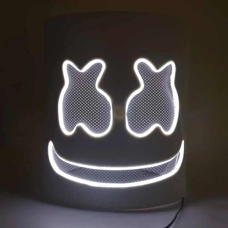 DJ Music Festival Halloween Mask Props Full Head Mask Halloween Costumes Cosplay with Flashing Style Glow Marshmello LED Mask RISE DEFENSE SYSTEMS.AI PRODUCTS