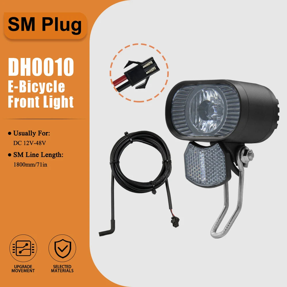 E-Bike Headlights12V -48V DH010 Electric Bike Scooter LED With Horn Front Light High Brightness Night Safe Riding Accessories RISE DEFENSE SYSTEMS.AI PRODUCTS