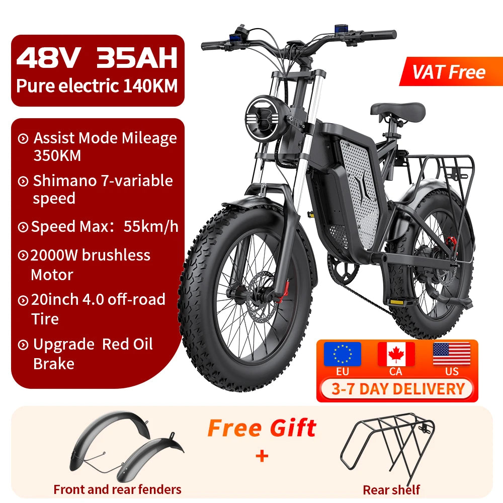 EKX X20 Electric Bike Mountain Moped Ebike 20 Inch Fat Tire 2000W 48V 35AH Men's Road EBike Electric Bicycle For Adults E Bikes RISE DEFENSE SYSTEMS.AI PRODUCTS
