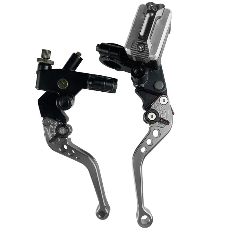 CNC One Pair 7/8" 22mm Universal Motorcycle Brake Master Cylinder Lever Cable Clutch Reservoir For Scooter Sport Dirt Bike RISE DEFENSE SYSTEMS.AI PRODUCTS