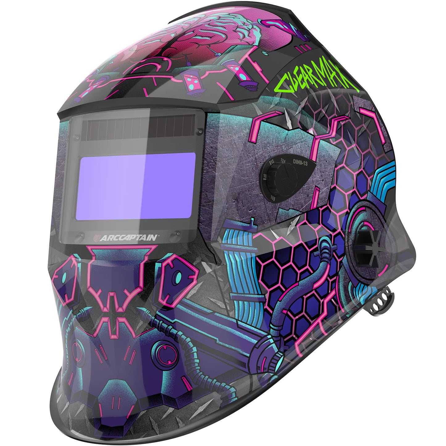 ARCCAPTAIN Welding Helmet Welder Mask Chameleon Large View True Color Solar Power Auto Darkening Welding For Arc Weld Grind Cut RISE DEFENSE SYSTEMS.AI PRODUCTS