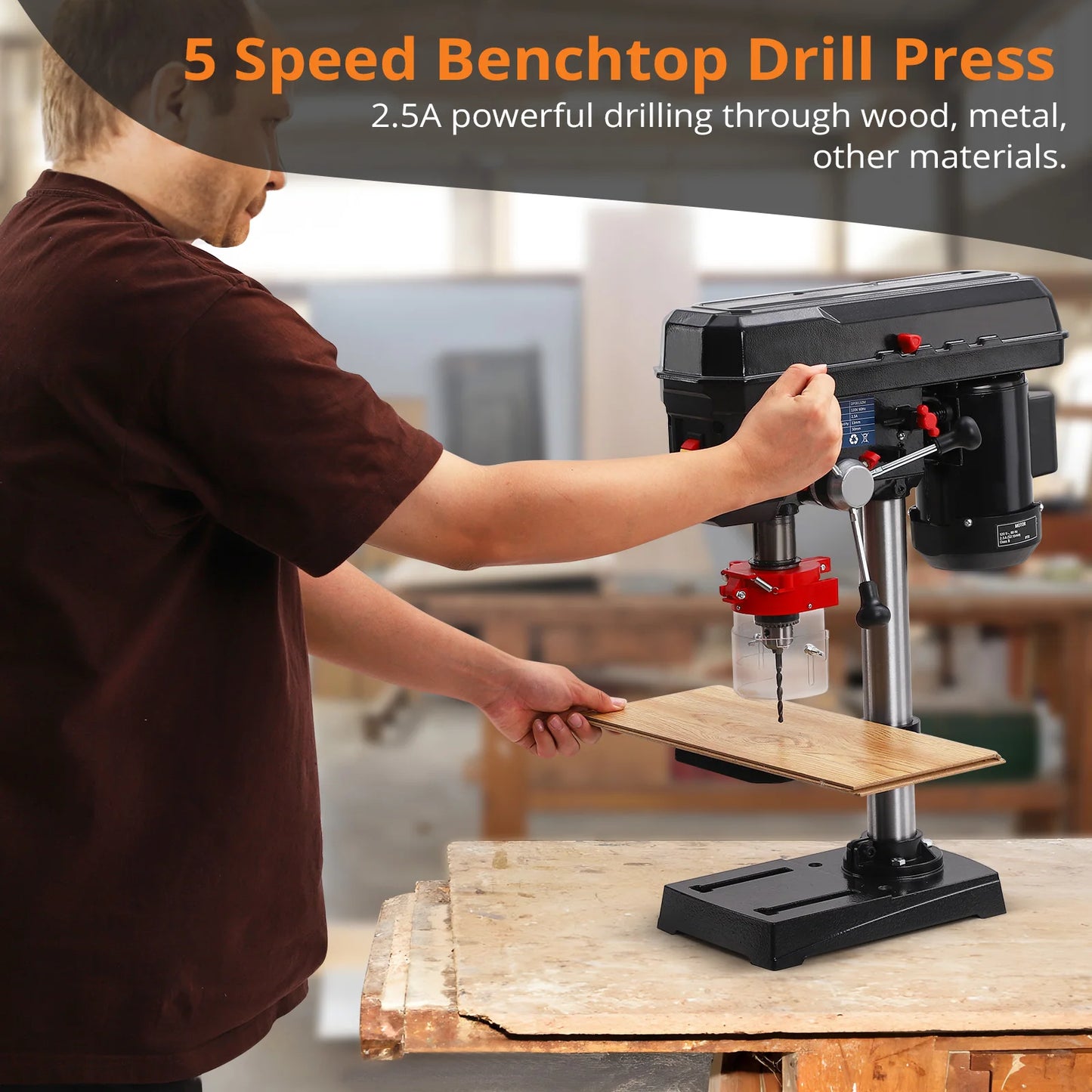 Benchtop Drill Press, 2.5Amp Benchtop Drill Machine with 5 Speed Adjustable, 8 Inch Swing Distance 0-45° Tiltling Tabletop RISE DEFENSE SYSTEMS.AI PRODUCTS