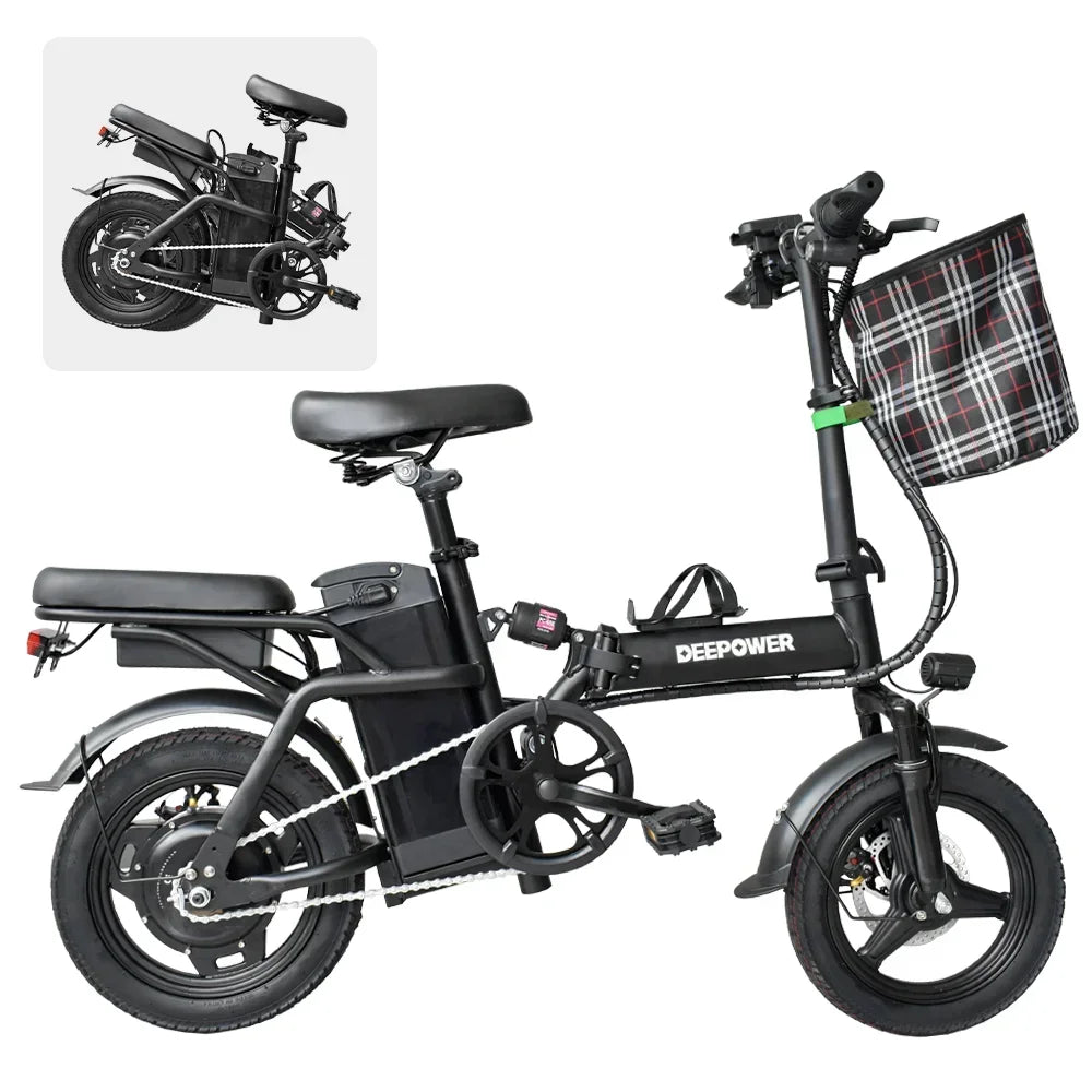 Electric Bike For Adults 600W Peak Motor, 20 Mph Folding Ebike, 14" Adults Electric Bicycles,3 Levels Assist,Multi-Shock Ebike, RISE DEFENSE SYSTEMS.AI PRODUCTS