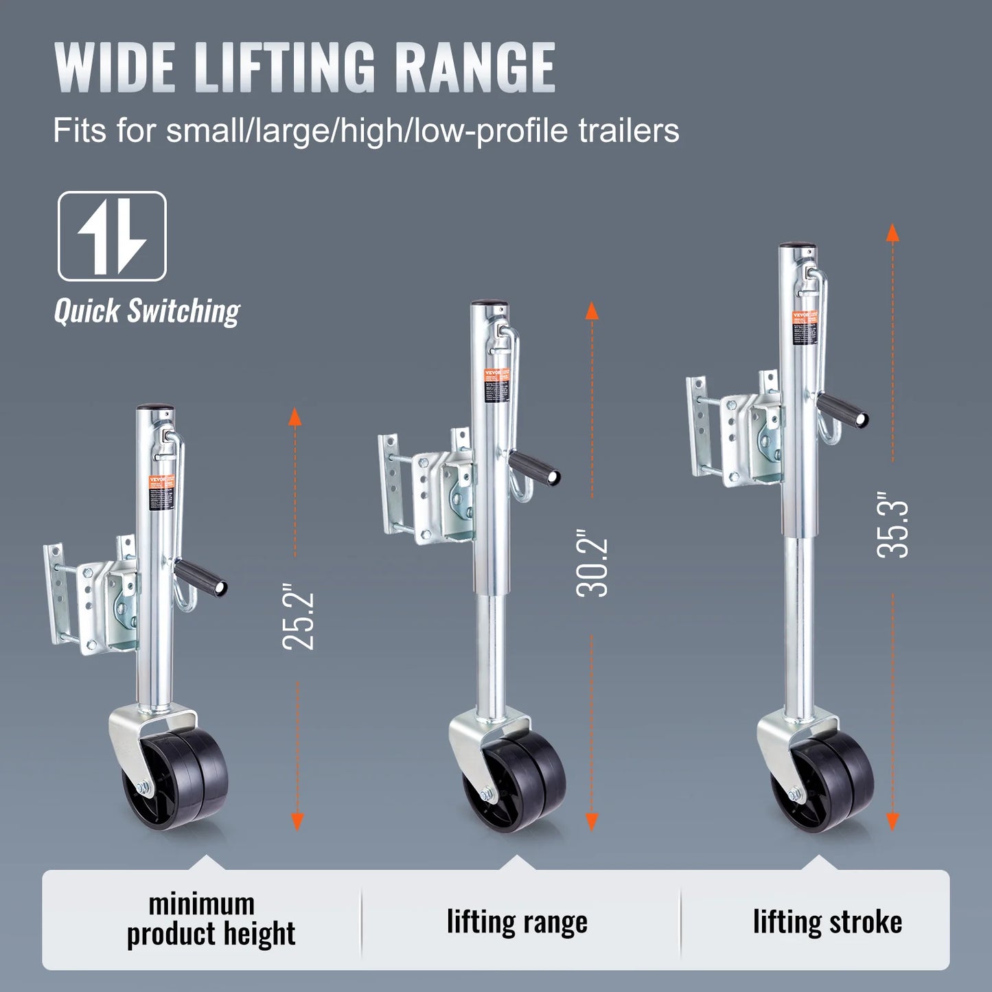 VEVOR 1000/1500lbs Trailer Jack Tongue Stand with Solid Jockey Sidewind Round Wheel Lifting Boat RV Parts Accessories RISE DEFENSE SYSTEMS.AI PRODUCTS
