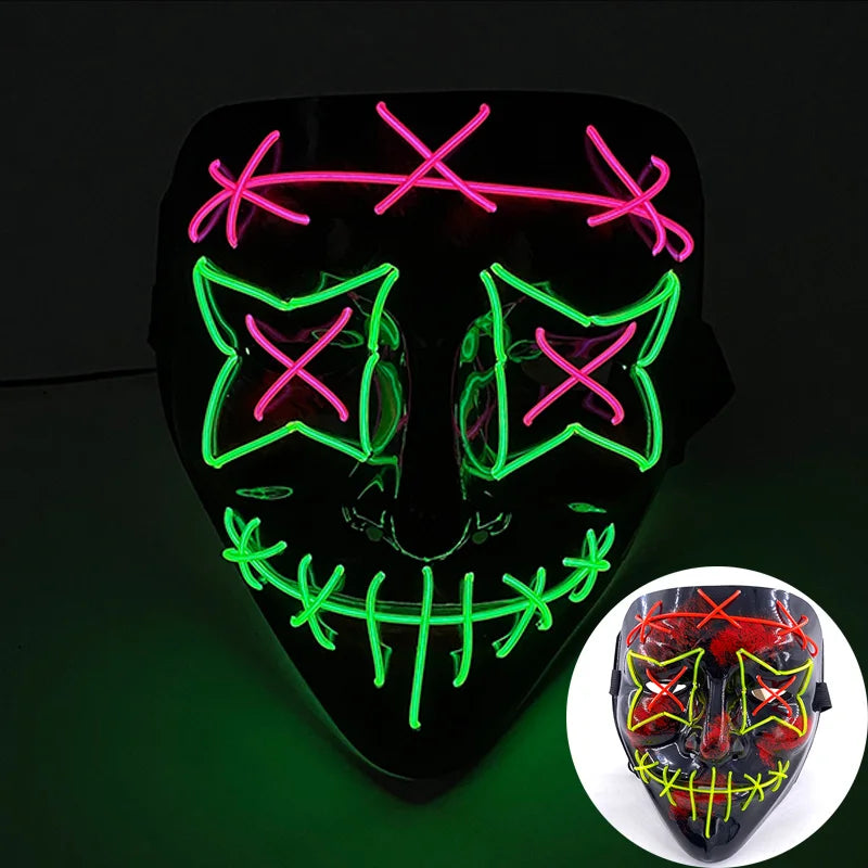 Wireless Horror Luminous Glowing Mask Full Face LED Light Purge Mask mascara Halloween Cosplay Party Mask Festival Costume Decor RISE DEFENSE SYSTEMS.AI PRODUCTS