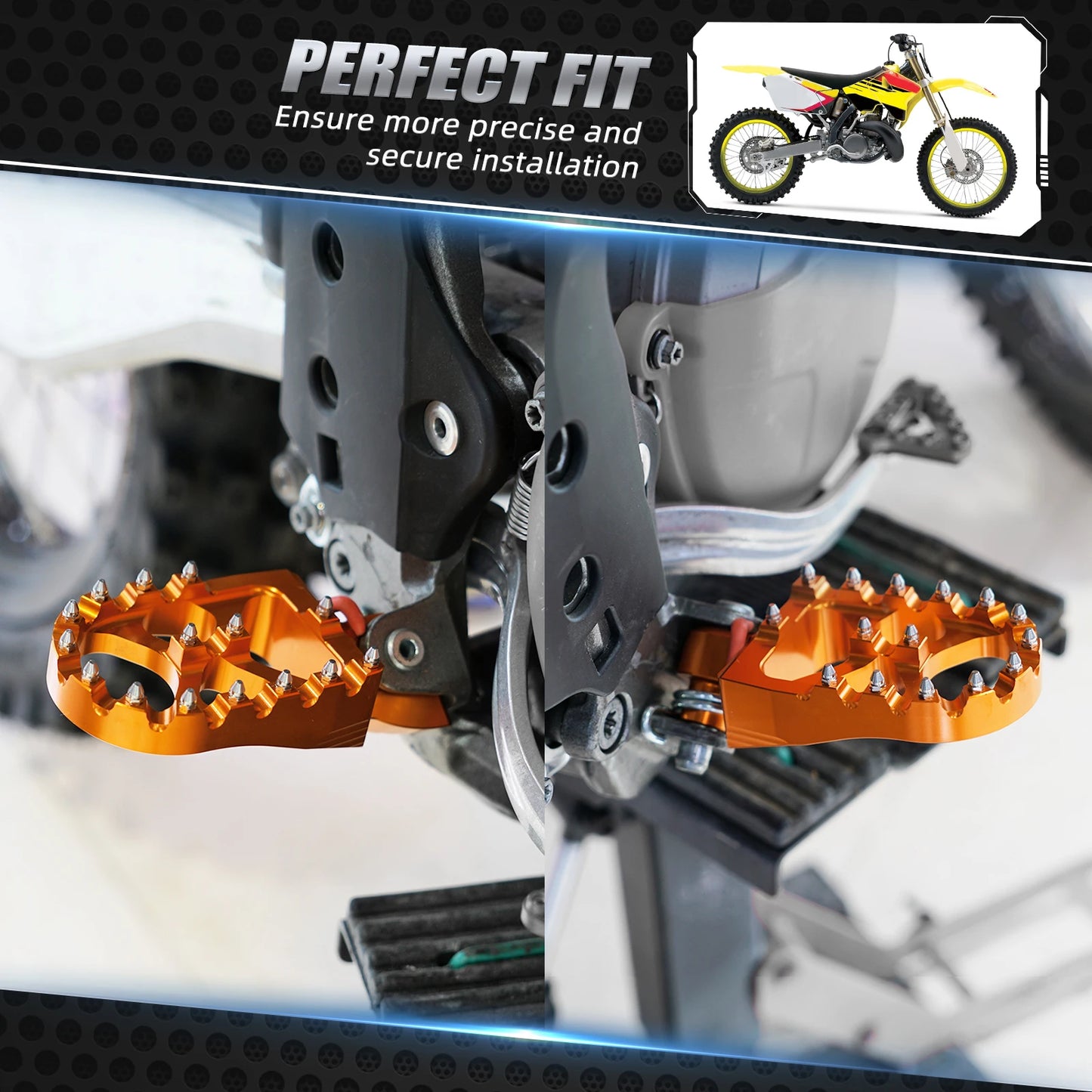 Foot Pegs Pedals FootRest Footpeg For Yamaha WRF YZF 250 450 WR250F YZ65 YZ85 YZ125 YZ250 YZF450 YZ 125X 250X 250FX 450FX WR450F RISE DEFENSE SYSTEMS.AI PRODUCTS