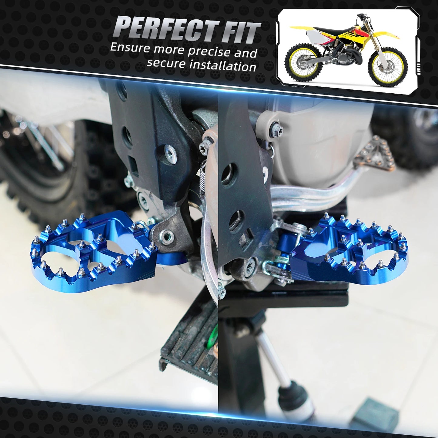 Foot Pegs Pedals FootRest Footpeg For Yamaha WRF YZF 250 450 WR250F YZ65 YZ85 YZ125 YZ250 YZF450 YZ 125X 250X 250FX 450FX WR450F RISE DEFENSE SYSTEMS.AI PRODUCTS