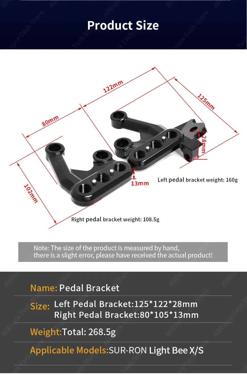 For Sur Ron Pedal Bracket Light Bee X Modification Parts E-bike Dirtbike Off-road Motorcycle SUR-RON Parts RISE DEFENSE SYSTEMS.AI PRODUCTS
