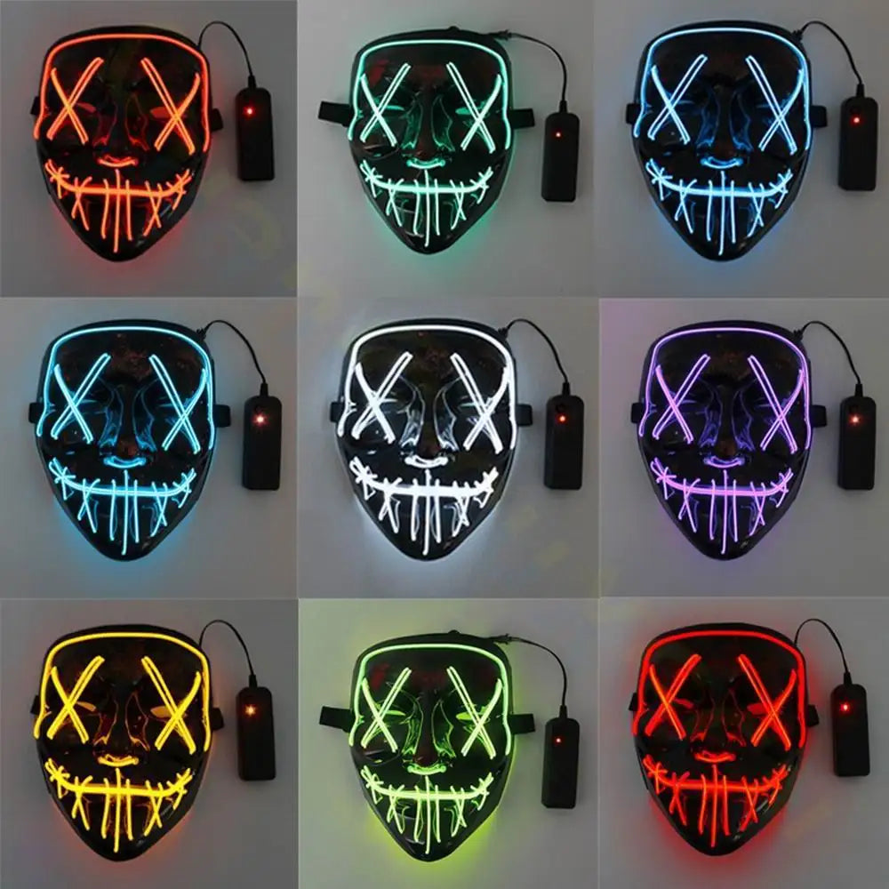 Cosmask Halloween Neon Mask Led Mask Masque Masquerade Party Masks Light Glow In The Dark Funny Masks Cosplay Costume Supplies RISE DEFENSE SYSTEMS.AI PRODUCTS