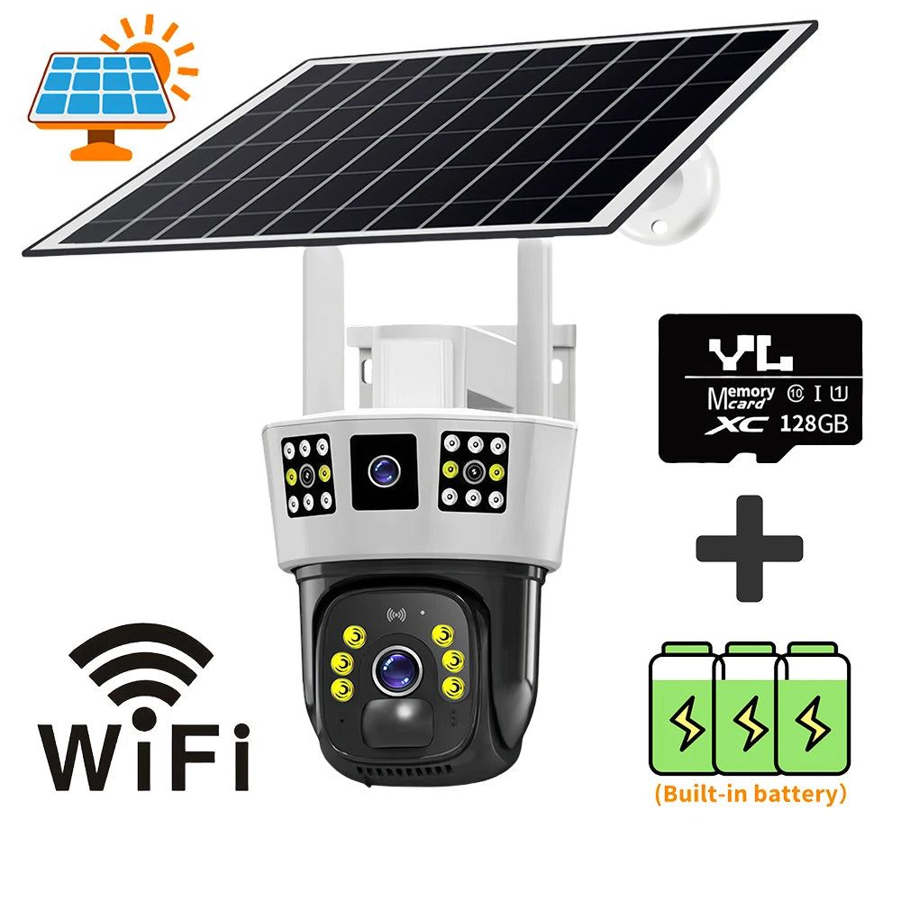 V380Pro Outdoor Solar Camera CCTV 4G SIM Card Surveillance with Night Vision PIR Human Detection Wifi 12MP 6K for Home Security RISE DEFENSE SYSTEMS.AI PRODUCTS