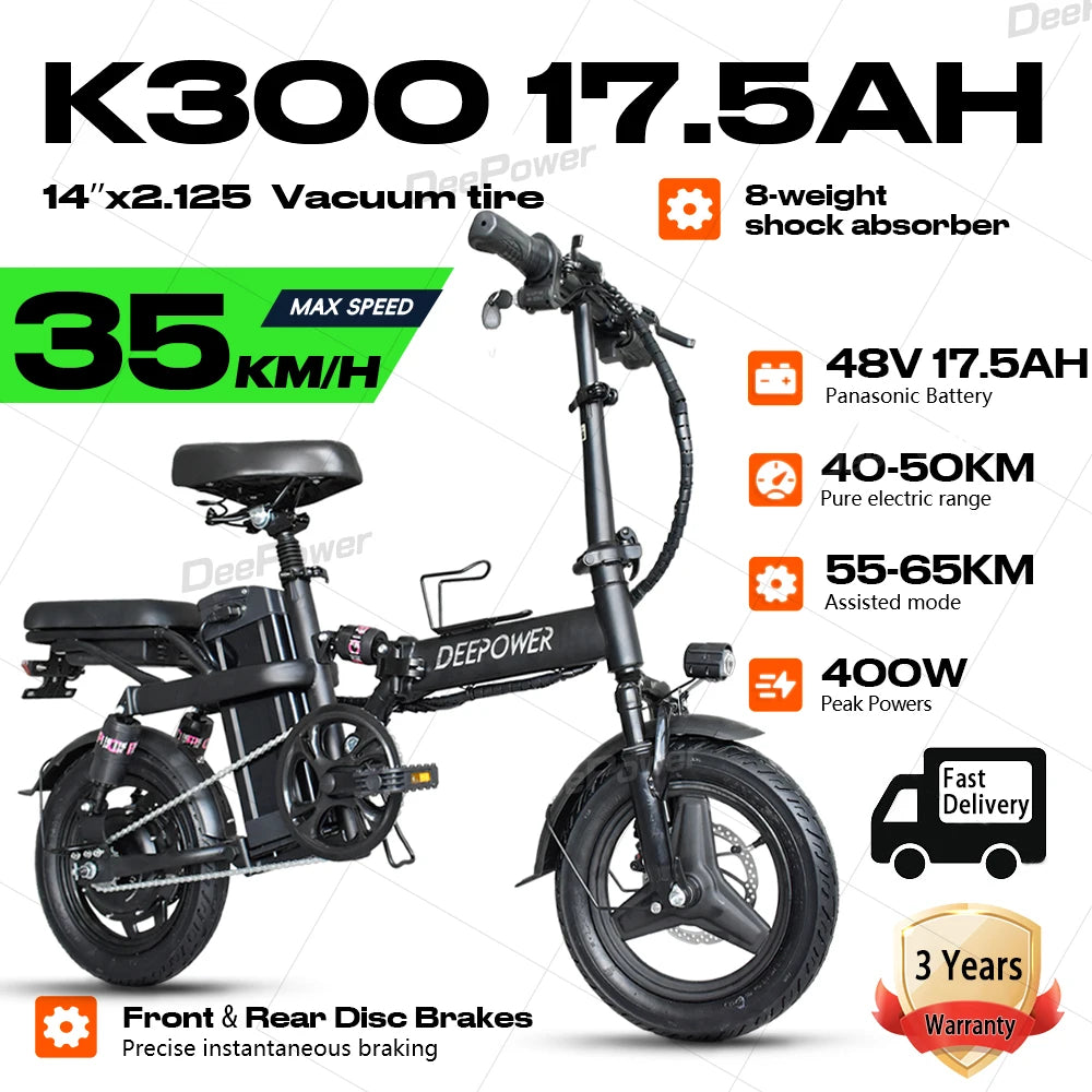 DeePower K300 14inch Mini Folding Ebike for Adults, Electric Bike,Electric Bicycle with Lithium Battery,20MPH Commuting e-bike RISE DEFENSE SYSTEMS.AI PRODUCTS