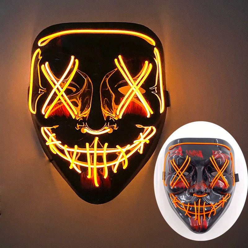 Wireless Horror Luminous Glowing Mask Full Face LED Light Purge Mask mascara Halloween Cosplay Party Mask Festival Costume Decor RISE DEFENSE SYSTEMS.AI PRODUCTS
