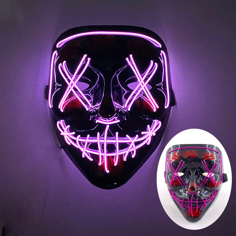 Wireless Horror Luminous Glowing Mask Full Face LED Light Purge Mask mascara Halloween Cosplay Party Mask Festival Costume Decor RISE DEFENSE SYSTEMS.AI PRODUCTS