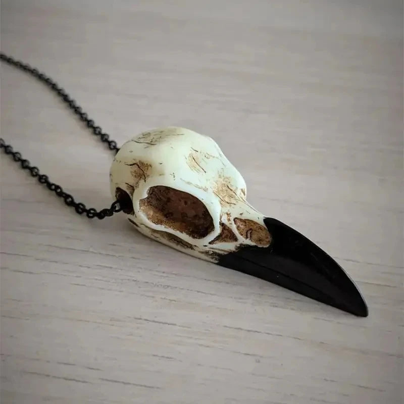 Raven Skull Necklace Halloween Jewelry Gothic Necklace, Raven Jewellery Gift Idea Spooky Scary Plague Doctor Witch RISE DEFENSE SYSTEMS.AI PRODUCTS