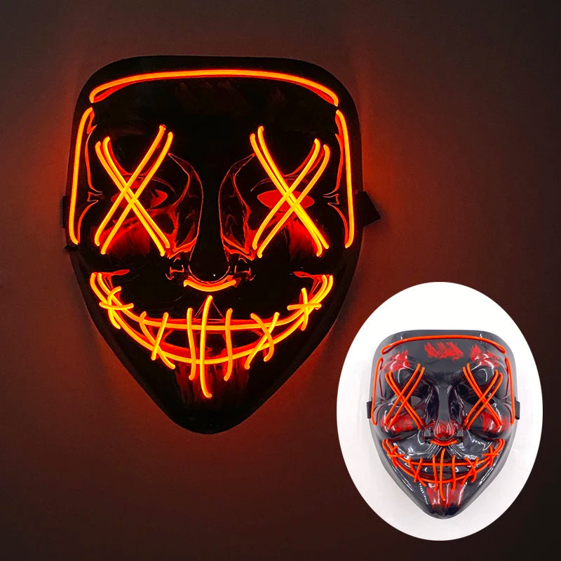 Wireless Horror Luminous Glowing Mask Full Face LED Light Purge Mask mascara Halloween Cosplay Party Mask Festival Costume Decor RISE DEFENSE SYSTEMS.AI PRODUCTS
