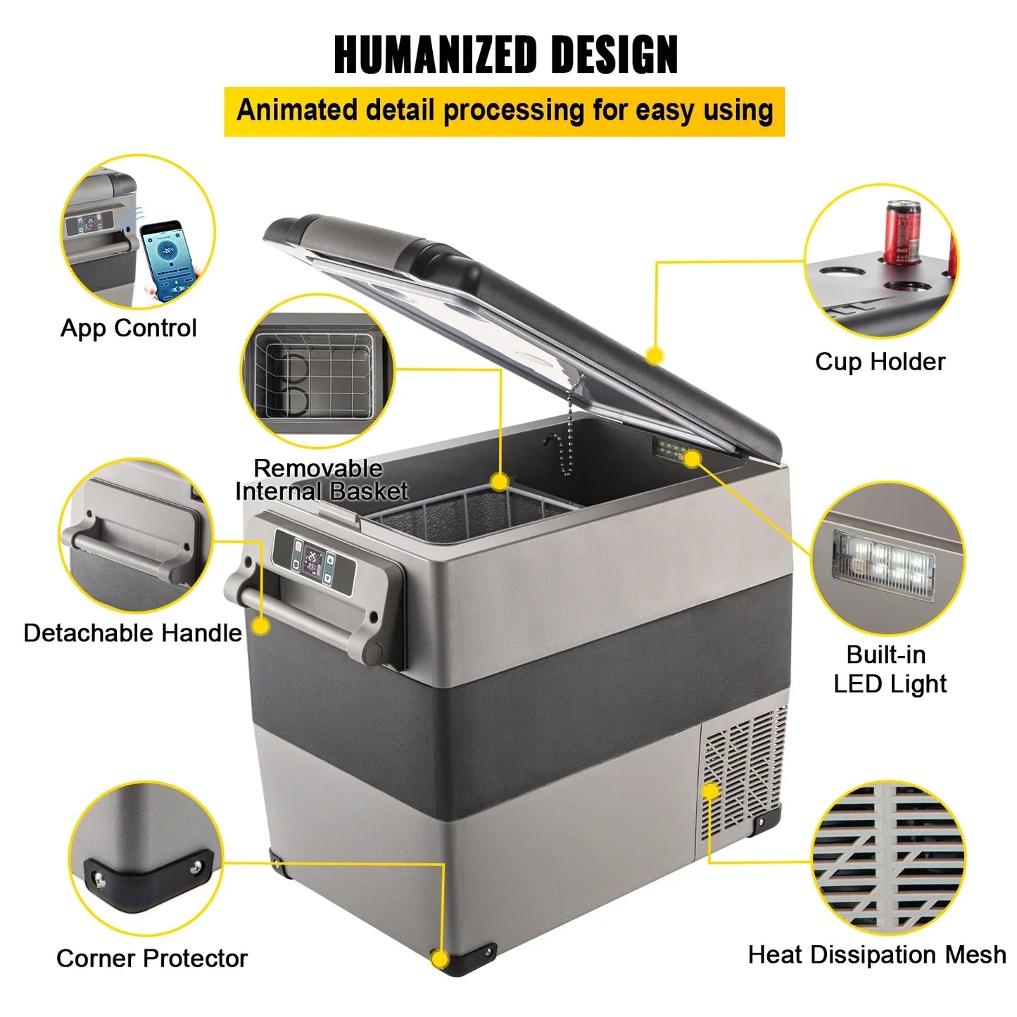 55L Car Refrigerator Mini Fridge Freezer Portable Compressor Cooler 12/24V DC 110-240V Ice Box for Camping RISE DEFENSE SYSTEMS.AI PRODUCTS