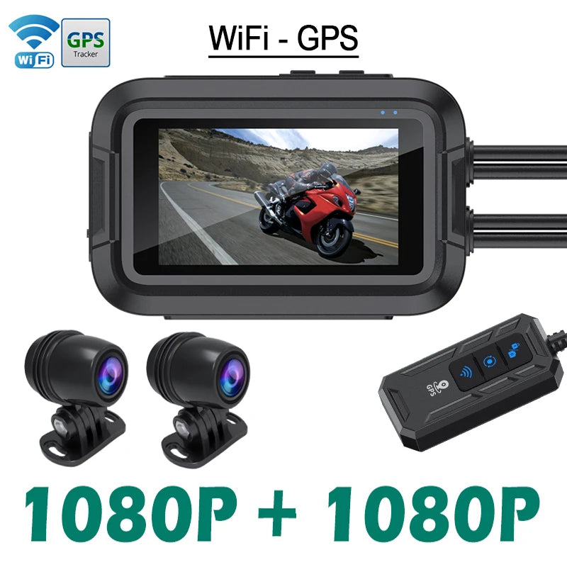 Dual 1080P Motorcycle DVR Full Body Waterproof Moto Camera WiFi GPS Dash Cam Front Rear Driving Video Recorder Black Box RISE DEFENSE SYSTEMS.AI PRODUCTS