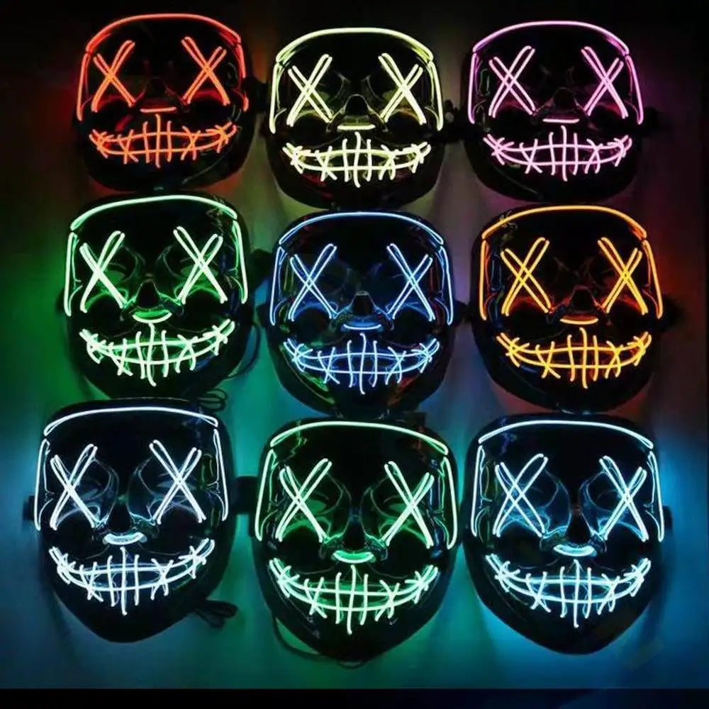 Cosmask Halloween Neon Mask Led Mask Masque Masquerade Party Masks Light Glow In The Dark Funny Masks Cosplay Costume Supplies RISE DEFENSE SYSTEMS.AI PRODUCTS