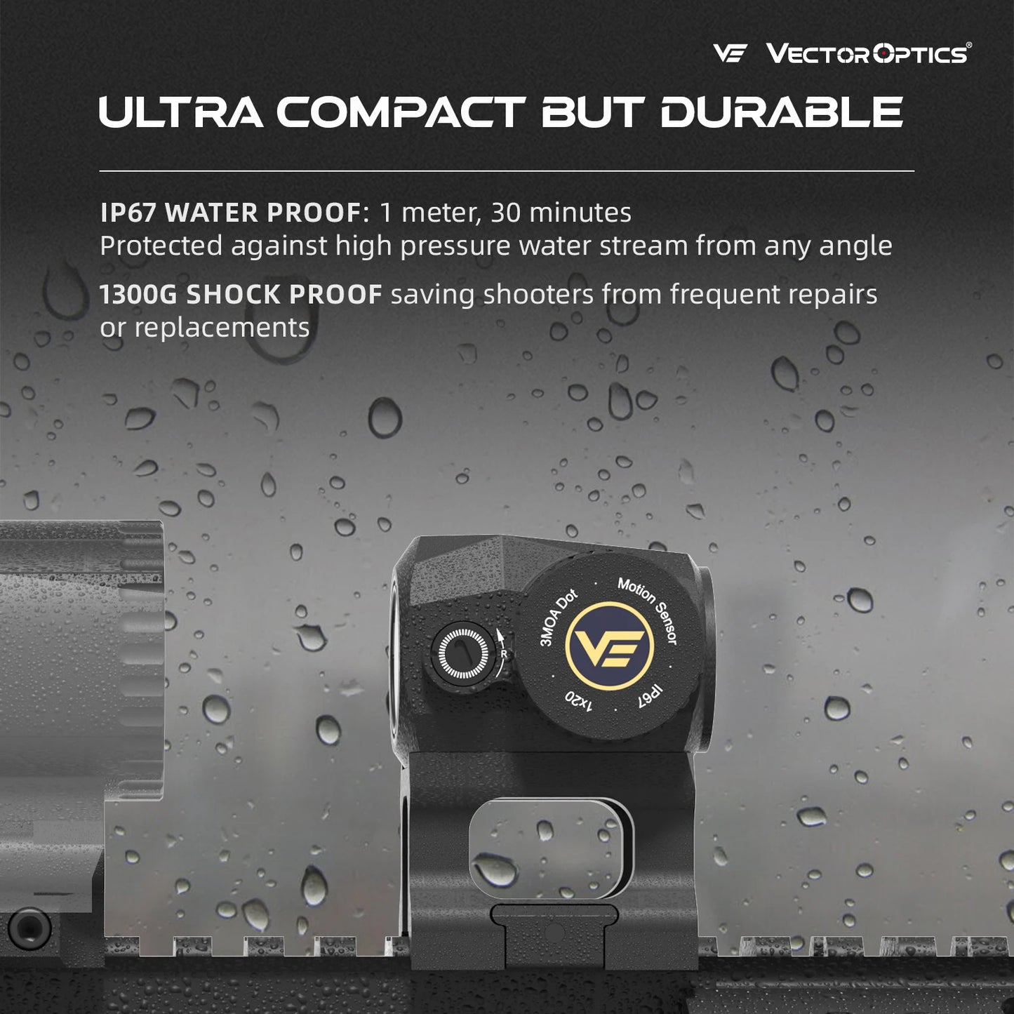 Vector Optics Scrapper 1x20 Ultra Compact Red Dot Sight 3MOA Dot With Motion Sensor IP67 Waterproof For AR Style Rifle RISE DEFENSE SYSTEMS.AI PRODUCTS