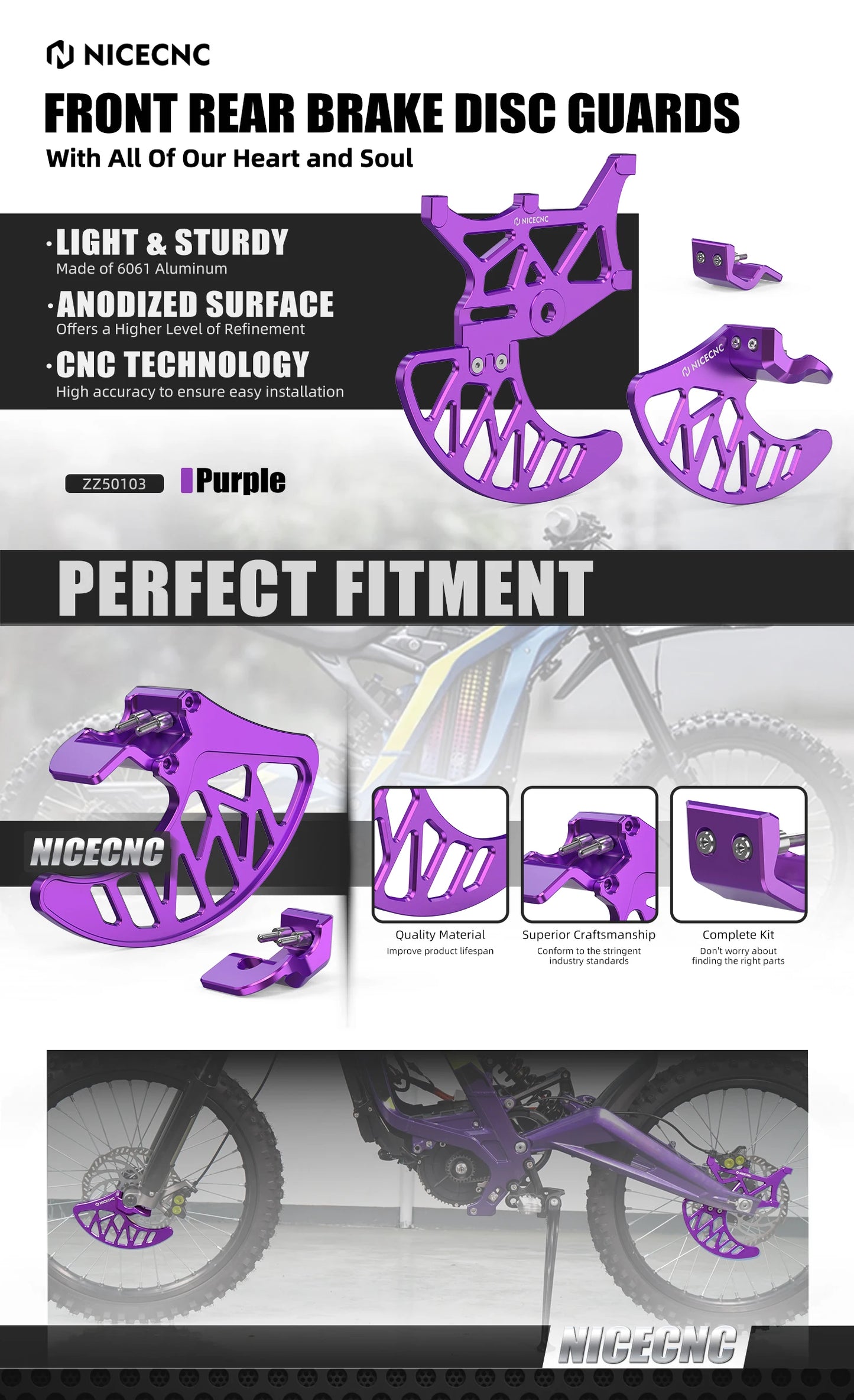 For Surron light bee X Front Rear Brake Disc Guard & Front Fork Leg Guards light bee S L1E Segway X160 X260 Electric Dirt Bike RISE DEFENSE SYSTEMS.AI PRODUCTS
