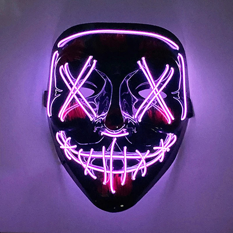 Wireless Scary Glowing Mask LED Luminous Purge Mask Halloween Horror Neon Light Up Cosplay Party Mask Fstival Costume Supplies RISE DEFENSE SYSTEMS.AI PRODUCTS
